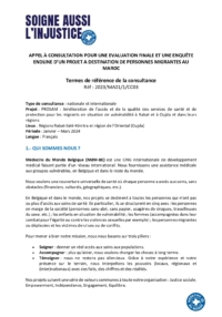 Consultance  Evaluation Finale et enquête endline projet, MAROC